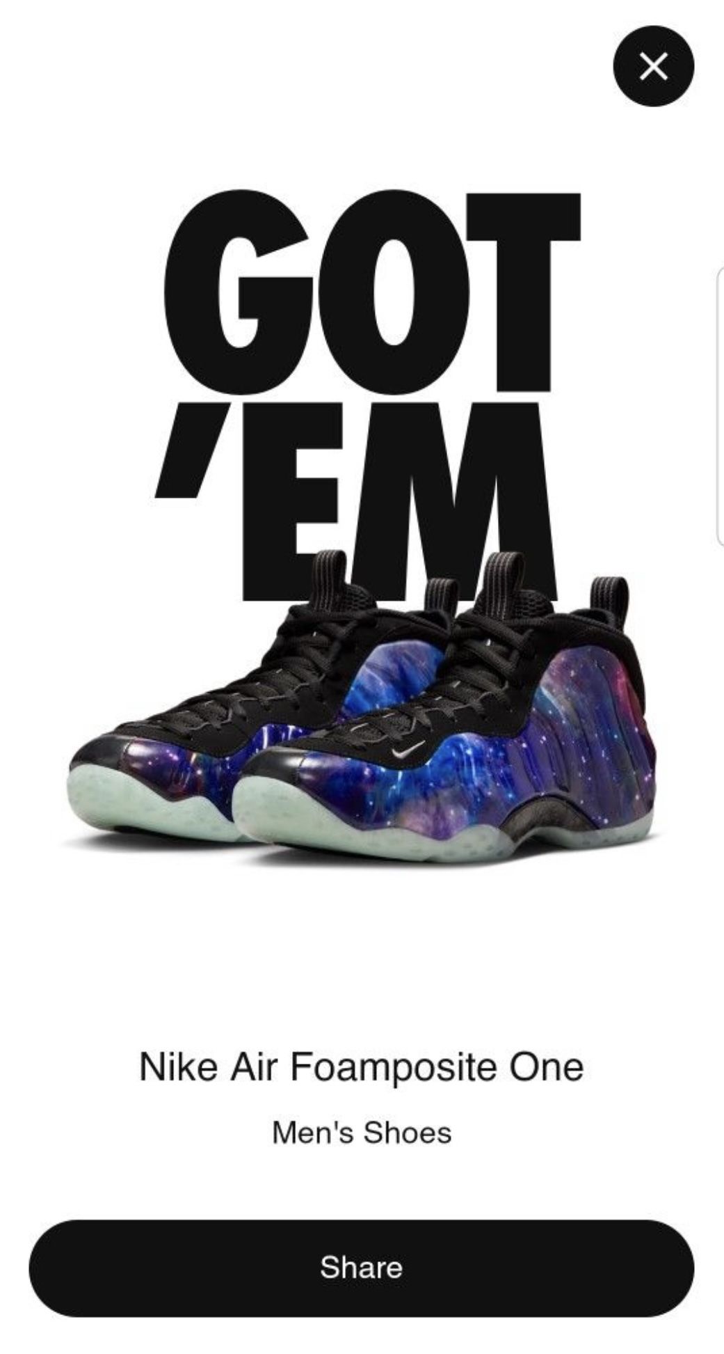 Nike Galaxy Foamposites Size 13