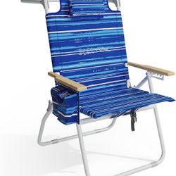 NEW Tall Beach Chairs for Adults, 17" High Backpack Beach Chair
