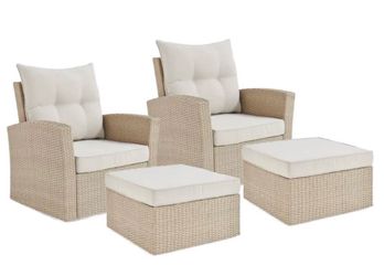 Patio Chair Set with Cream Cushions Canaan 4-Piece