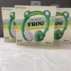 ART+SOUND LED Light Up Frog Bluetooth Wireless / Wired Headphones: