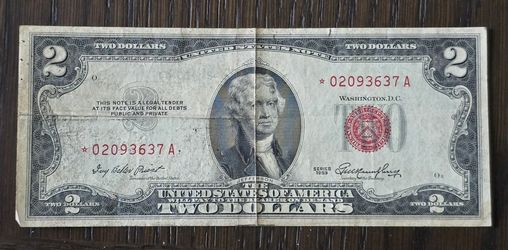 1953 2 Dollar Bill Red Seal Star Note LOW serial number 