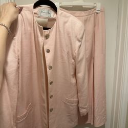 Christian Dior Vintage Pink Skirt Suit Set Size 12
