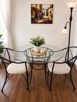 Glass Dining Table with Two Chairs