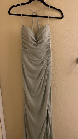 Sage Green Dress With Floral Embroidery