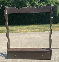Wooden Wall Mountable Gun Rack W/ Storage Drawer