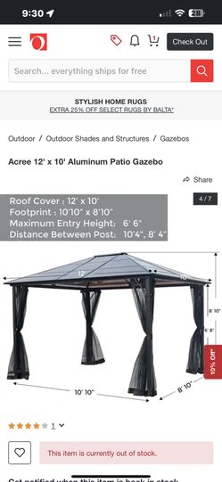Aluminum 12x10 Gazebo With Netting