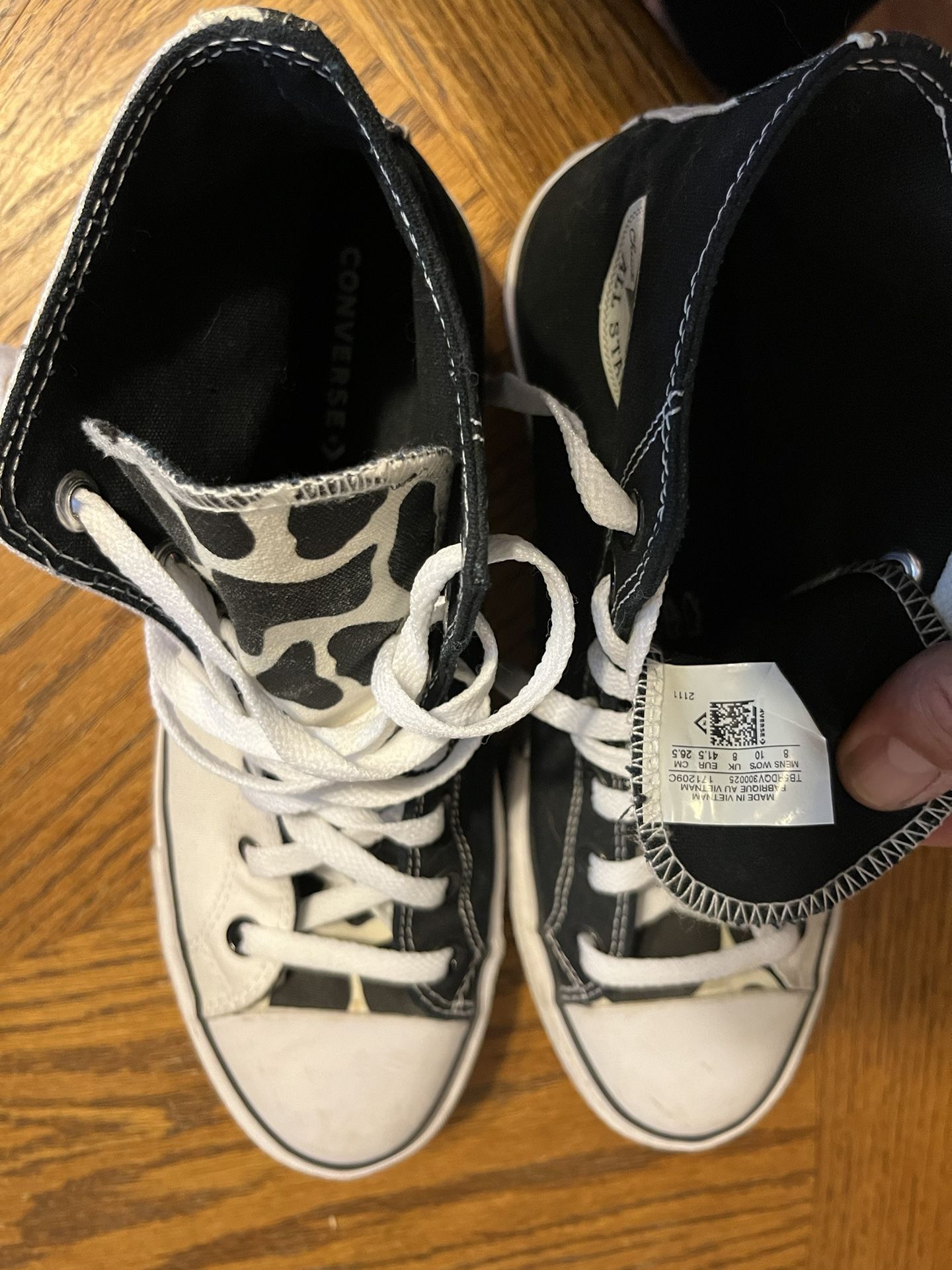 Converse Platforms  / Black,White And Cow Print