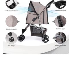 New Wedyvko 3 Wheel Dog Pet Folding Stroller