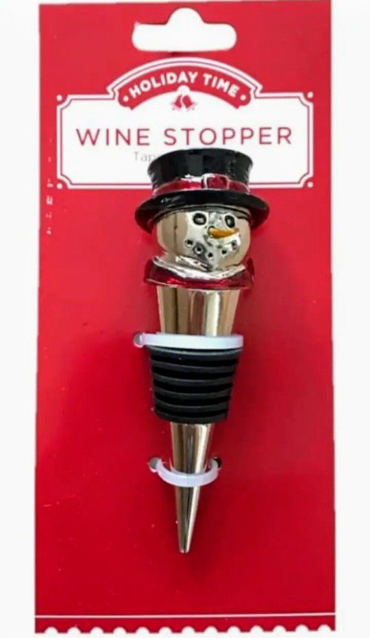 🆕Holiday Time Wine Stopper - Snowman Head Rubber Collectible Christmas