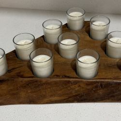 Triangle Walnut Candle Centerpiece 