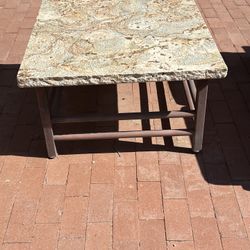 Heavy Metal Coffee Table w/Square Live Edge Granite Slab on Top