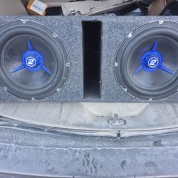 2 x Power Acoustik Mofo 12" inch Subwoofers 12D4S 2500 Watts EACH/5000 Watts total!  Custom box!!!