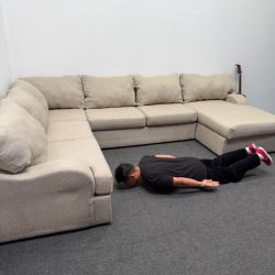 Large Beige Sectional Couch - Clean and Comfy - Can Deliver