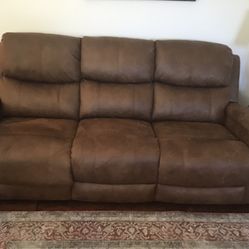 Microfiber Brown Loveseat And Sofa