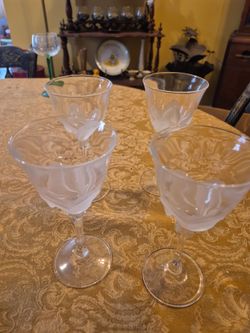4 J.G.Durand crystal wine glasses