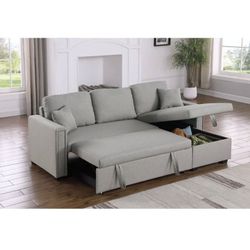 82” Pull Out Sleeper Sofa Bed Sectional Couch with Reversible Storage Chaise