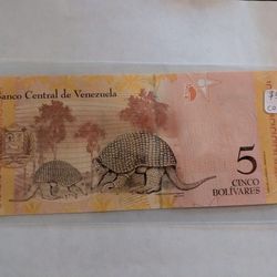 Uncirculated Venezuelan Five Bolivares 