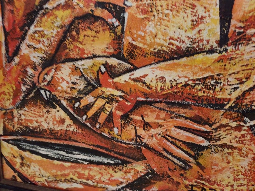 Vintage South African Original Art On Canvas, See All Photos/Details