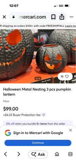 Halloween Metal Nesting Pumpkin Lantern Set of 3