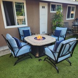 Agio Fire Pit Patio Set/ Outdoor Furniture/ Conversation Set 