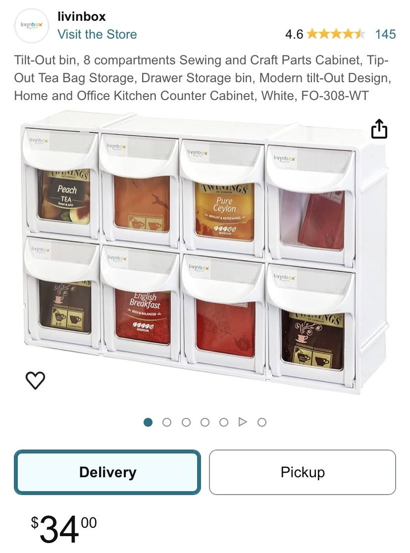 Tilt-Out bin, 8 compartments Sewing and Craft Parts Cabinet, Tip-Out Tea Bag Storage, Drawer Storage bin, Modern tilt-Out Design, Home and Office Kitc