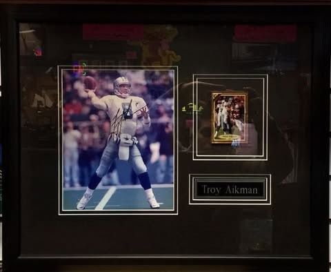 Dallas Cowboys Troy Aikman Football Photo Framed Signed and Certified