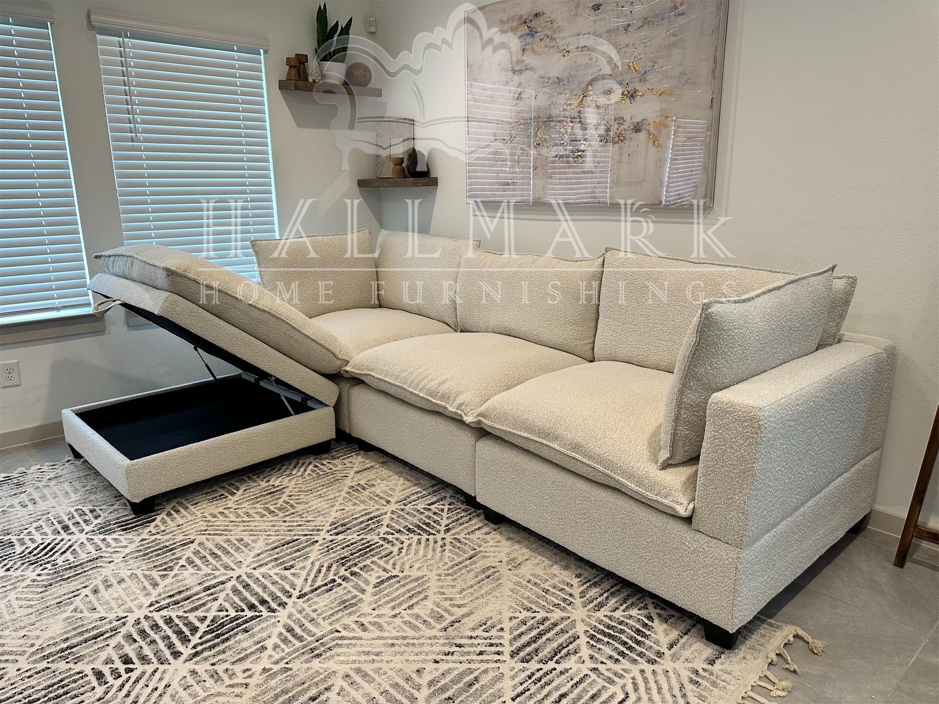 Cream Boucle Cloud Couch Sectional (New-in-Box) - 🚚FREE DELIVERY