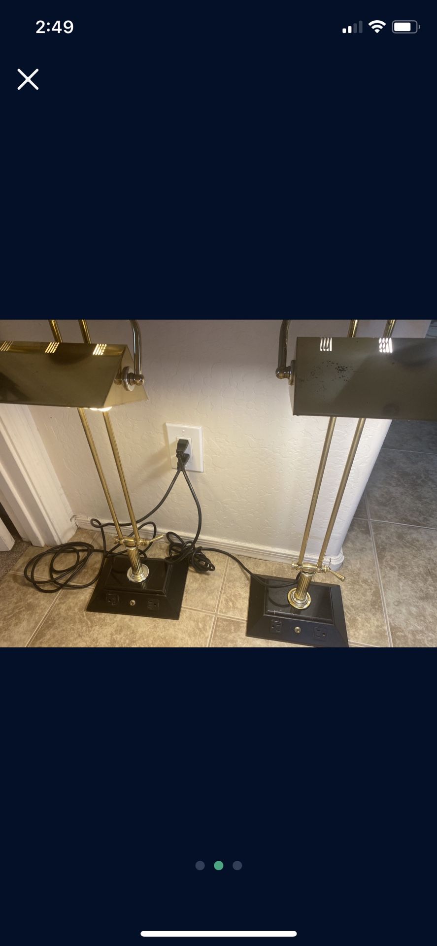 ONE LEFT Of Antique Desk Reading Lamp With Two Plug In Outlets In Each Lamp