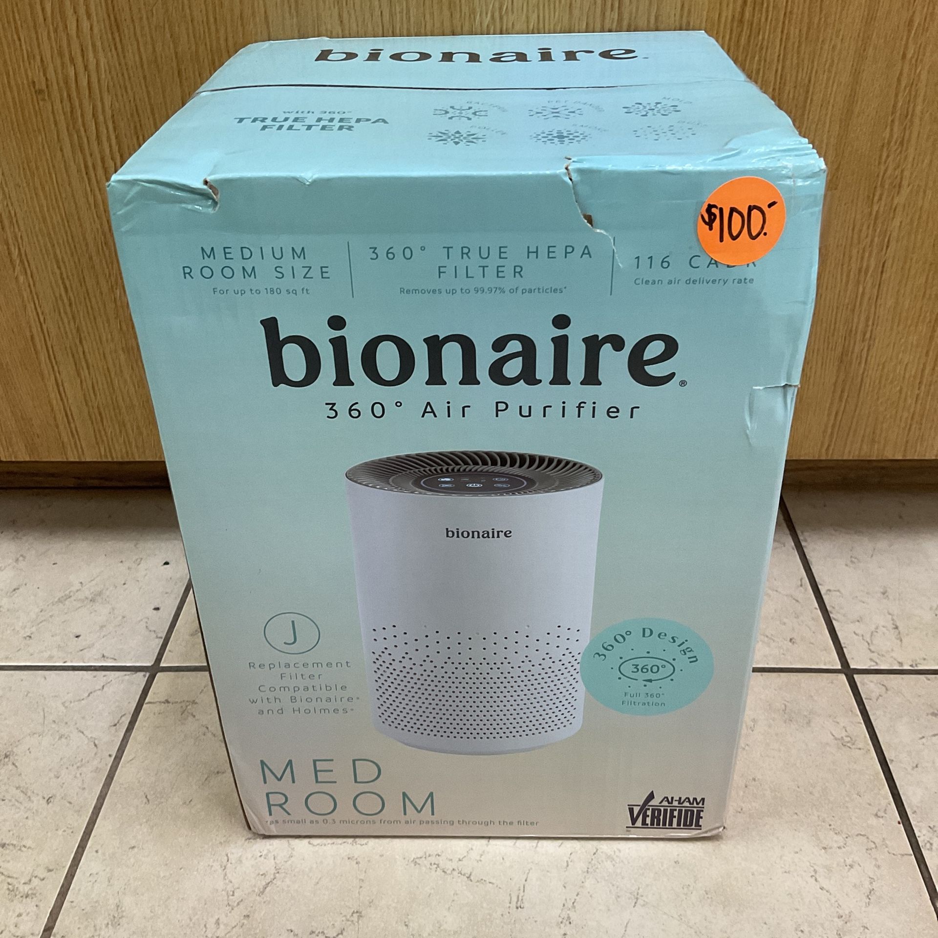 BIONAIRE MEDIUM ROOM SIZE 360* AIR PURIFIER.