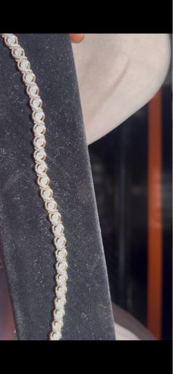 0.50 ct Natural Diamond Silver Yellow Gold Bracelet