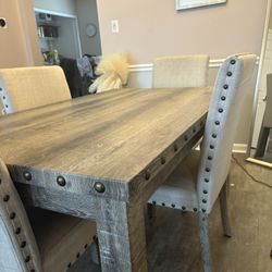 5-Pieces Rectangular Wood Tone Wooden Top Dining Table Set 4 Seats- stock photos