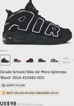 (Grade School) Nike Air more uptempo (Black/White)