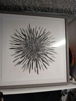 Framed Black and White Starburst Wall Art