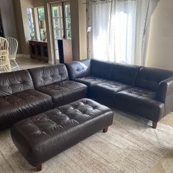Dark Brown Leather Couch 