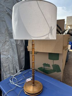 Bamboo Style Table Lamp w/ White Shade – Great Condition