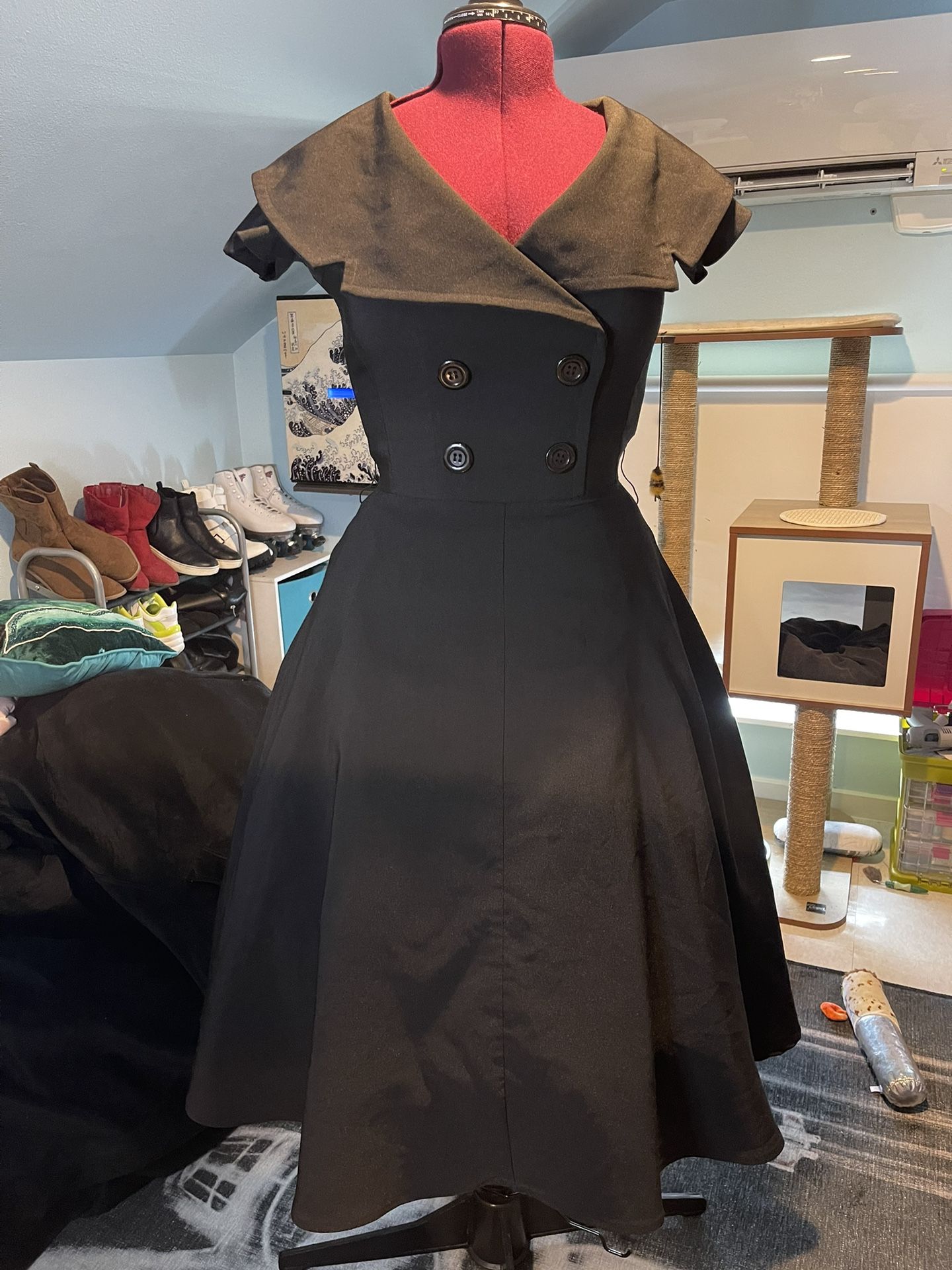 bettie page black dress Vintage Black Dress, Black Bettie Page Midi Dress (C317), off the Shoulder Black Dress, Pinup Dress, Fitted Dress, Fancy Dress