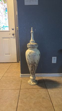 Large 35” Decorative Floor Vase with Lid