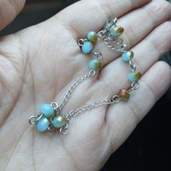 Beaded Silver Bracelet Women's 