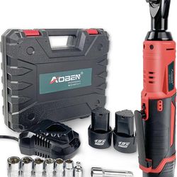 AOBEN Cordless Electric Ratchet Wrench Set, 3/8" 12V Power Ratchet Tool Kit With 2 Packs 2000mAh Lithium-Ion Battery And Charger