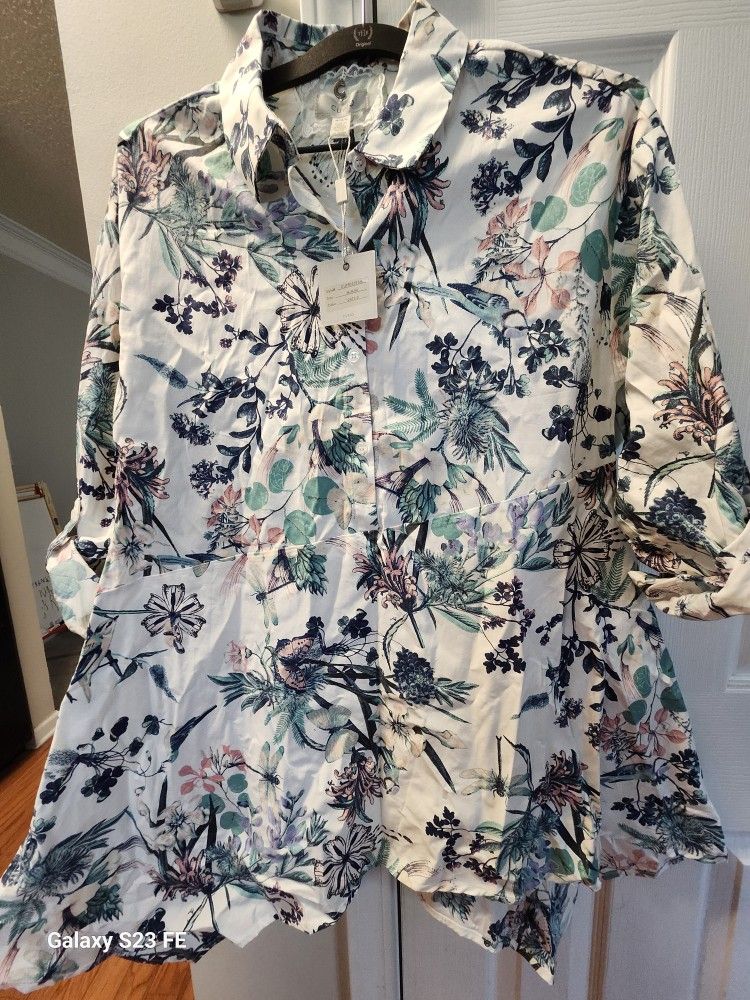 Asymmetrical Button Down Tunic Top