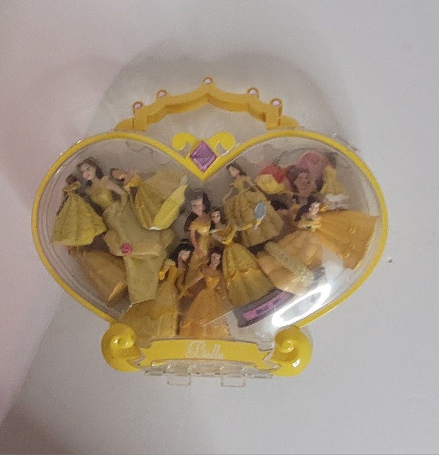 Beauty & The Beast - Vintage (13) Thirteen Belles In Yellow Dresses - Various Sizes & Styles in a Heart Shape Case
