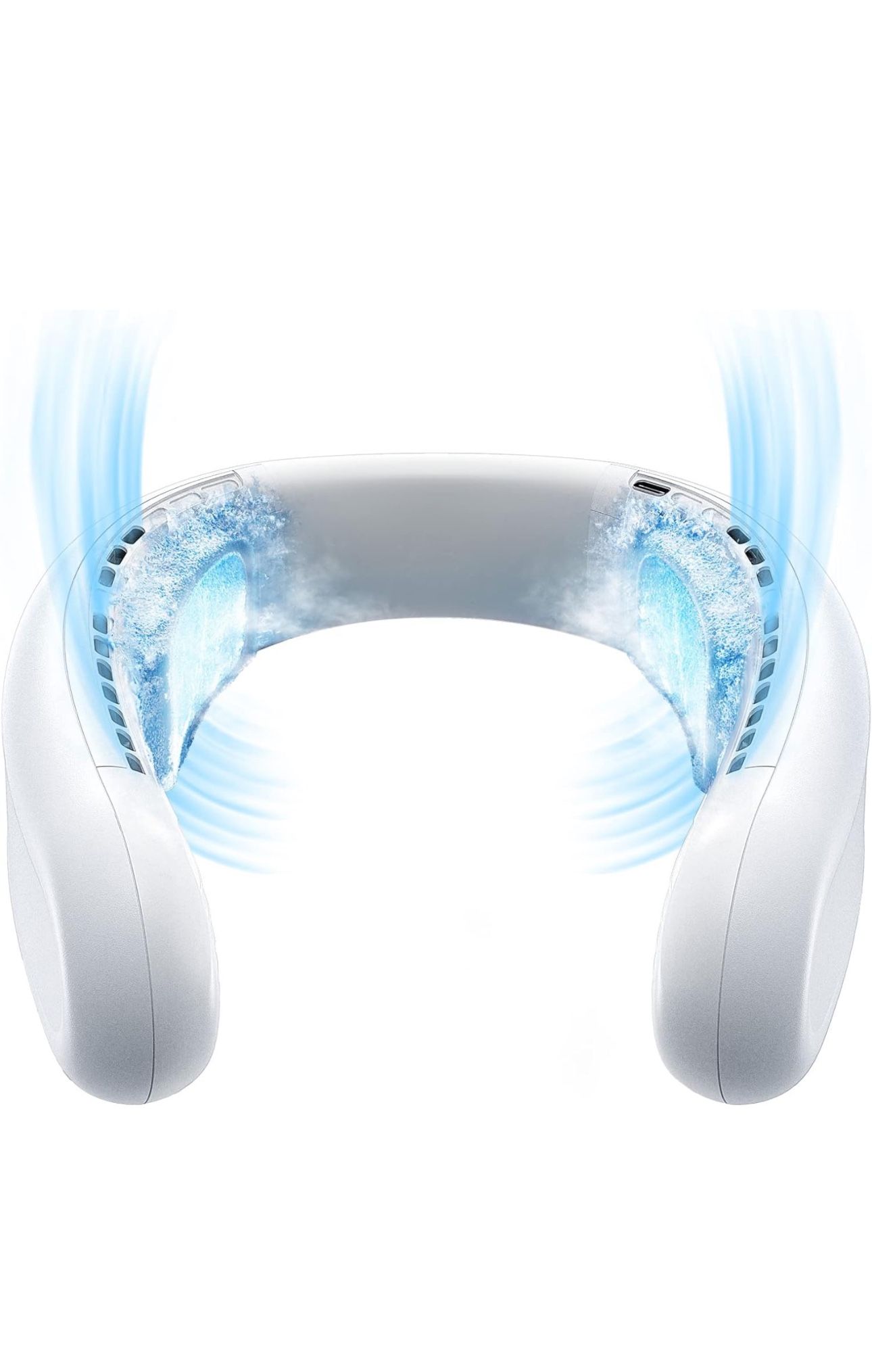 LISEN Neck Fan 2X Cooling Pads, 1S Instant Cooling and 3 Speed Wind Adjustment Neck Cooler,Bladeless Fan Neck Air Conditioner, 4000mAh Rechargeable