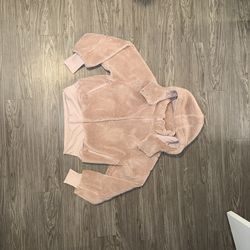 Alo Yoga Foxy Sherpa Jacket Women’s Sz M Pink Fleece Full Zip Cropped Hooded