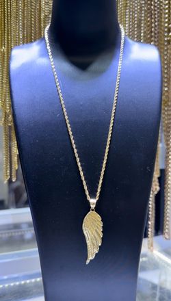 10KT Gold Feather Pendant - All Set