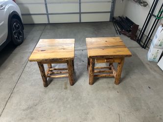 Wood log bedside tables
