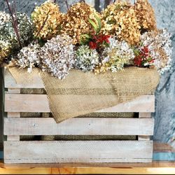 Rustic Wooden Crate With Dried Flowers 