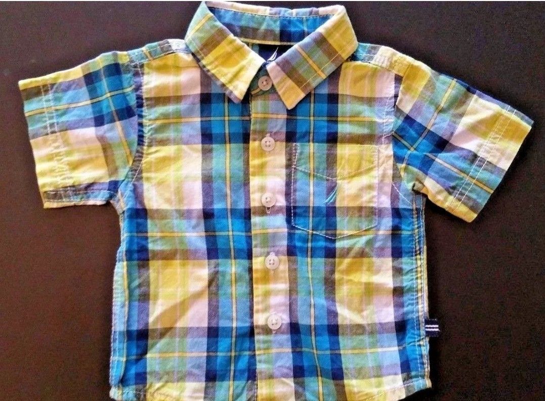 Nautica Boys 3-6M Short Sleeve Button Front Shirt