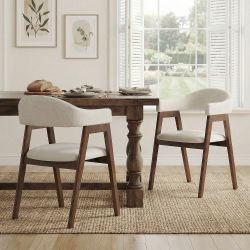 NEW & SEALED: Set of 2 Fabric Upholstered Dining Chairs – Solid Wood Legs