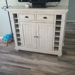 Large White Wooden Wine Rack Cabinet 