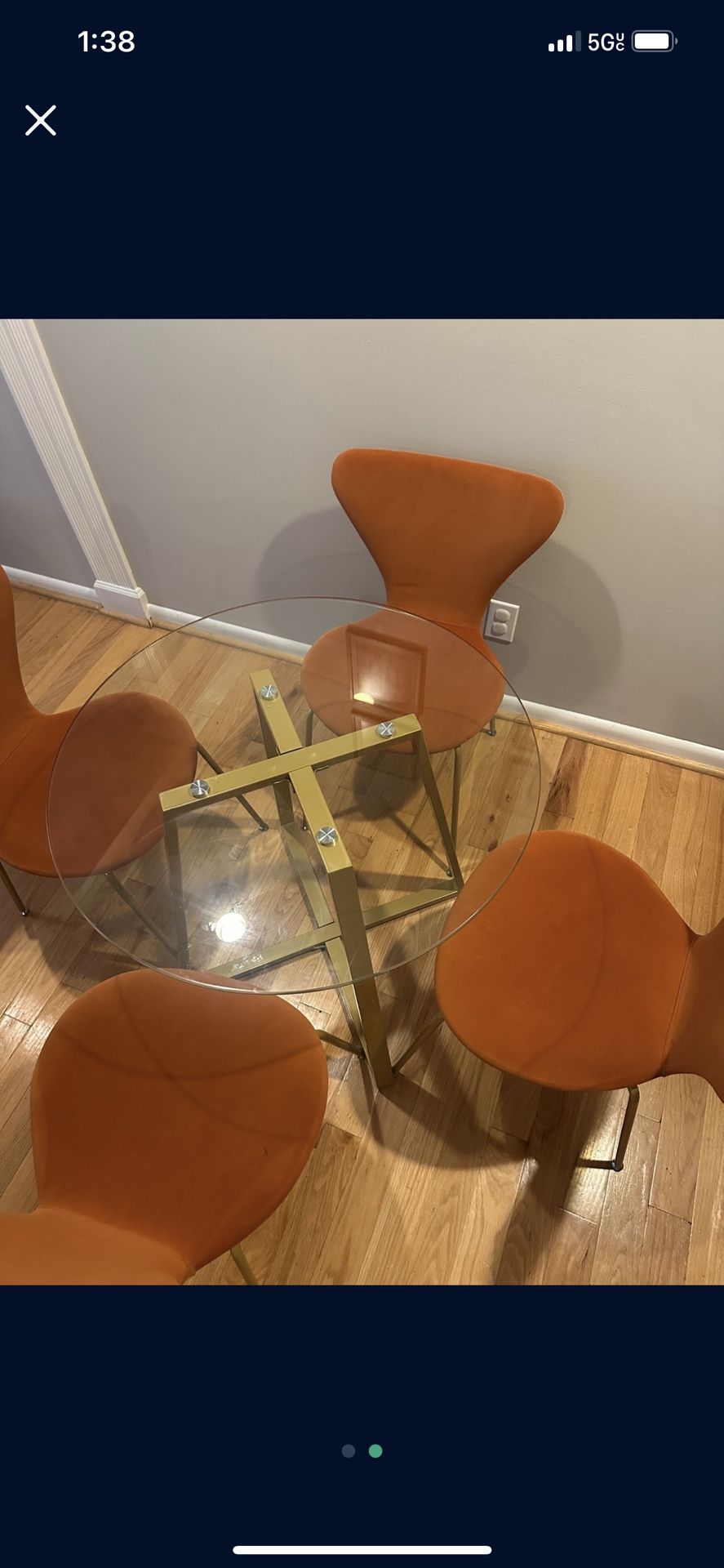 Beautiful Orange Dining Set For 4. Just Bought It But Is To Small For My Dinning Area. 